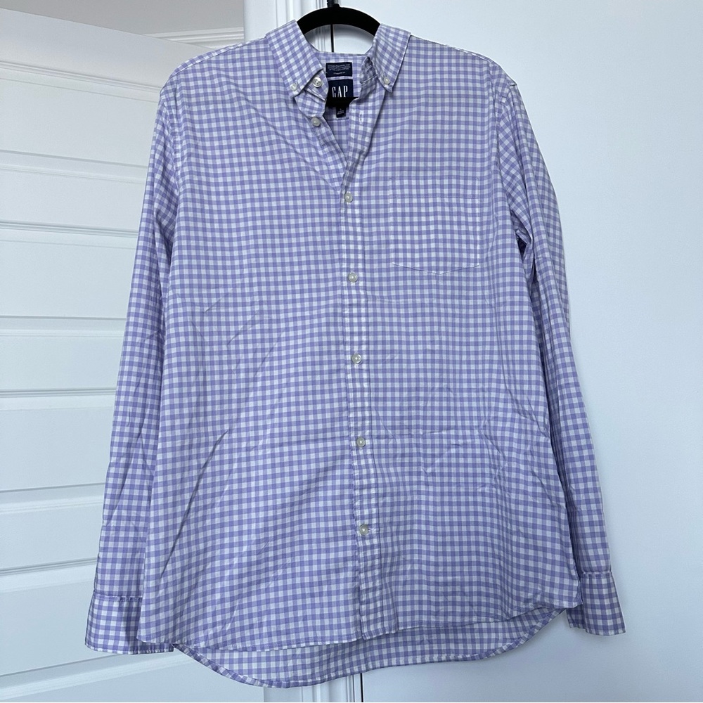 GAP Men's Lavender Checkered Button Down Shirt Size Large